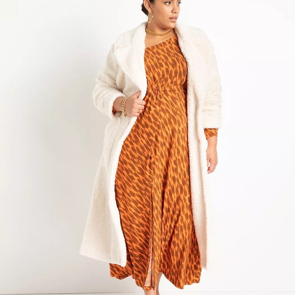 ELOQUII teddy coat with belt